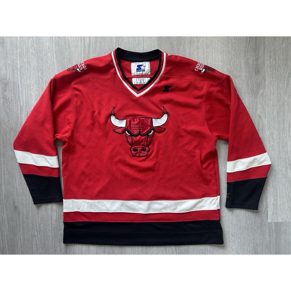 Chicago Bulls Starter Hockey Jersey Men's Size XL NBA Basketball Red - Picture 2 of 8